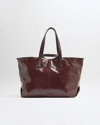 River Island - Oversized Leather Shopper Bag - Lyst