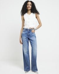 River Island - High Waisted Relaxed Straight Jeans - Lyst