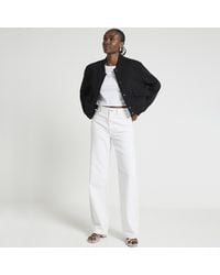 River Island - Tailored Crop Bomber Jacket - Lyst