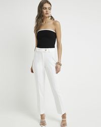 River Island - White Slim Fit Trousers - Lyst
