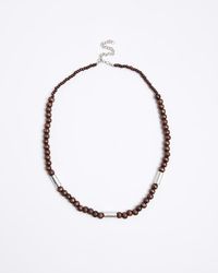River Island - Wooden And Metal Necklace - Lyst
