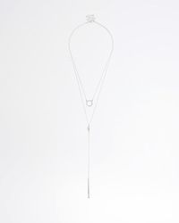 River Island - Silver Disc Multirow Necklace - Lyst