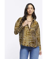 River Island - Abstract Oversized Shirt - Lyst