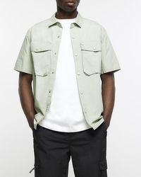 River Island - Green Regular Fit Short Sleeve Utility Shirt - Lyst