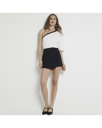 River Island - White One Shoulder Taped T-shirt - Lyst