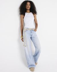 River Island - High Waisted baggy Wide Fit Jeans - Lyst