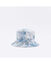 River Island - Blue Jacquard Floral Bucket Hat - Lyst