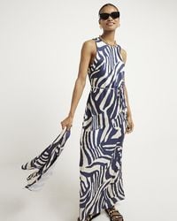 River Island - Satin Animal Print Slip Maxi Dress - Lyst