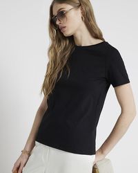 River Island - Black Plain T-shirt - Lyst