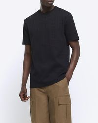 River Island - Slim Fit Jacquard Weave T-shirt - Lyst