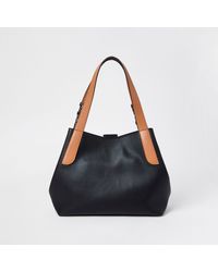 river island grey tab side slouch bag