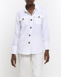 River Island - Textured Long Sleeve Shirt - Lyst