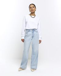 River Island - High Waisted Straight Jeans - Lyst
