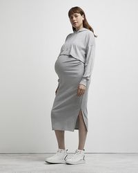 River Island - Grey Maternity Dress And Jumper Set - Lyst