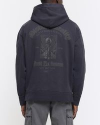 River Island - Washed Regular Gothic Graphic Hoodie - Lyst