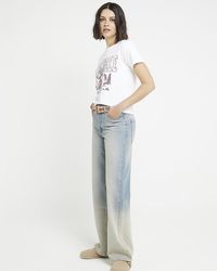 River Island - Mid Rise Relaxed Straight Faded Jeans - Lyst