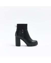 River Island - Wide Fit Heeled Ankle Boots - Lyst