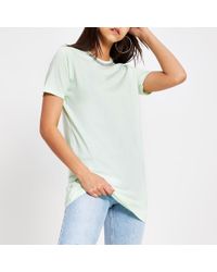 River Island Light Green Embellished Longline T-shirt
