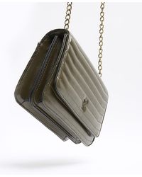 River Island - Khaki Quilted Chain Shoulder Bag - Lyst