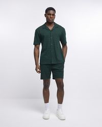 River Island - Green Slim Fit Textured Shorts - Lyst
