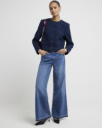 River Island - Blue Mid Rise Palazzo Jeans - Lyst