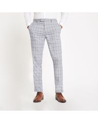 River Island Blue Check Skinny Suit Pants Blue Check Skinny Fit Suit Blazer Blue Check Print Suit Waistcoat