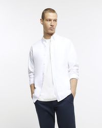River Island - White Long Sleeve Oxfords Shirt - Lyst