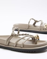 River Island - Twisted Strap Chunky Sandals - Lyst