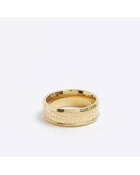 River Island - Gold Colour Stainless Steel Textured Ring - Lyst