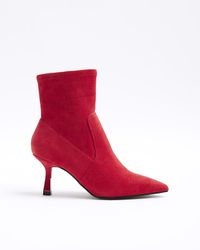 River Island - Red Toe Cap Heeled Ankle Boots - Lyst