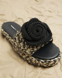 River Island - Black Crochet Flower Flatform Sandals - Lyst