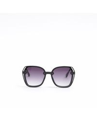River Island - Black Oversized Round Sunglasses - Lyst