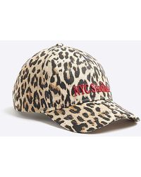 River Island - Leopard Print Embroidered Cap - Lyst