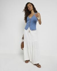 River Island - Petite White Tiered Maxi Skirt - Lyst