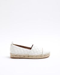 River Island - White Quilted Espadrille Shoes - Lyst