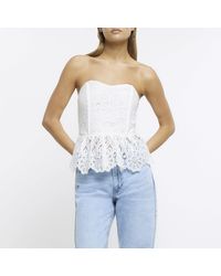 River Island - White Lace Corset Top - Lyst