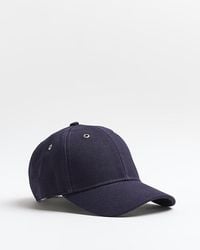 River Island - Navy Canvas Embroidered Cap - Lyst