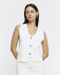 River Island - Knitted Button Up Waistcoat - Lyst