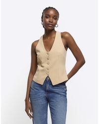 River Island - Button Front Waistcoat - Lyst