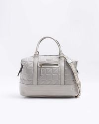 River Island - Grey Quilted Zip Travel Bag - Lyst