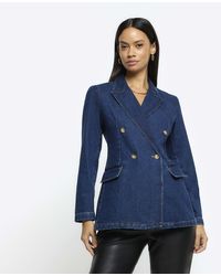 River Island - Fitted Double Breasted Blazer At Nordstrom - Lyst