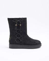 River Island - Suedette Embossed Ankle Boots - Lyst