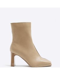 River Island - Two Tone Square Toe Heeled Ankle Boots - Lyst