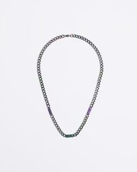 River Island - Multicoloured Metal Tag Necklace - Lyst