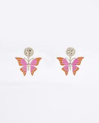 River Island - Gold Butterfly Stud Earrings - Lyst