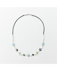 River Island - Silver Yin And Yang Beaded Necklace - Lyst