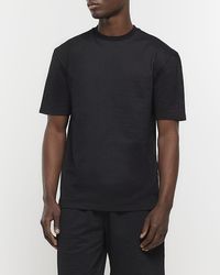 River Island - Black Regular Fit Seersucker T-shirt - Lyst