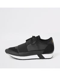 River Island - Elasticated Lace-up Runner Trainers - Lyst