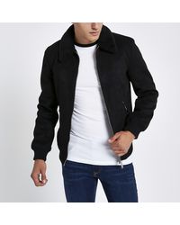 River Island - Faux Suede Borg Collar Jacket - Lyst