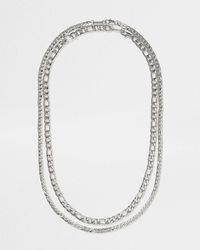 River Island - Silver Colour Layered Curb Chain Necklace - Lyst
